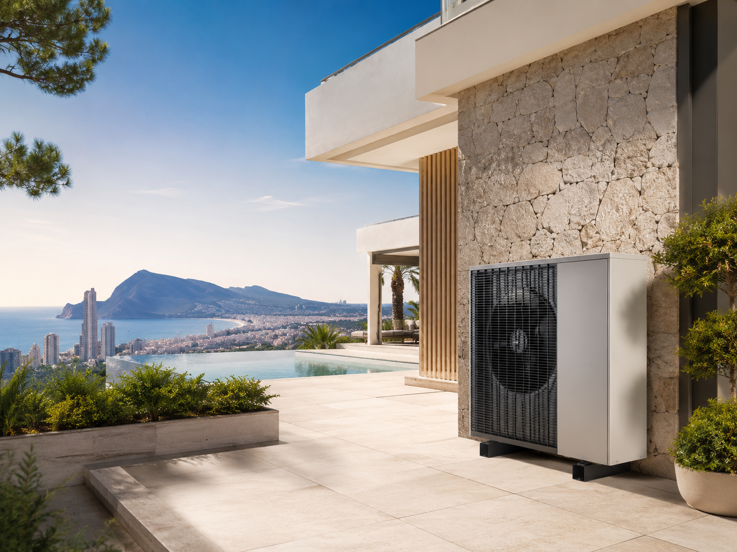 Heat pump and aerothermal installation in a home