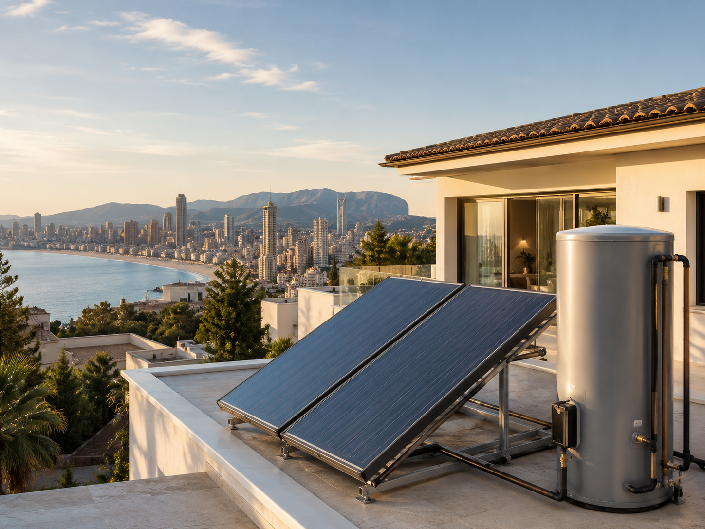 Solarthermiepaneele auf einem Dach