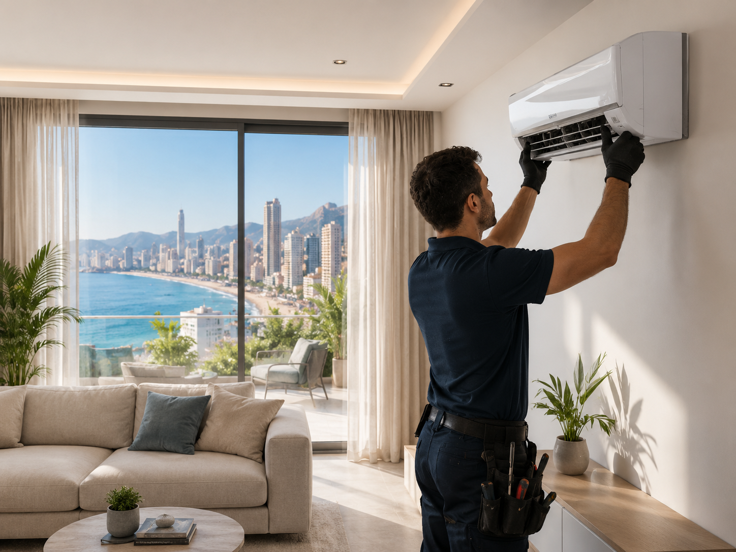 Airco-installatie met binnen- en buitenunit